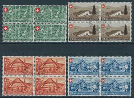 1945 - Pro Patria - Viererblock - Stempel 1. August