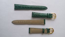 Bracelet de montre 18mm (18/14) vert foncé cuir véritable
