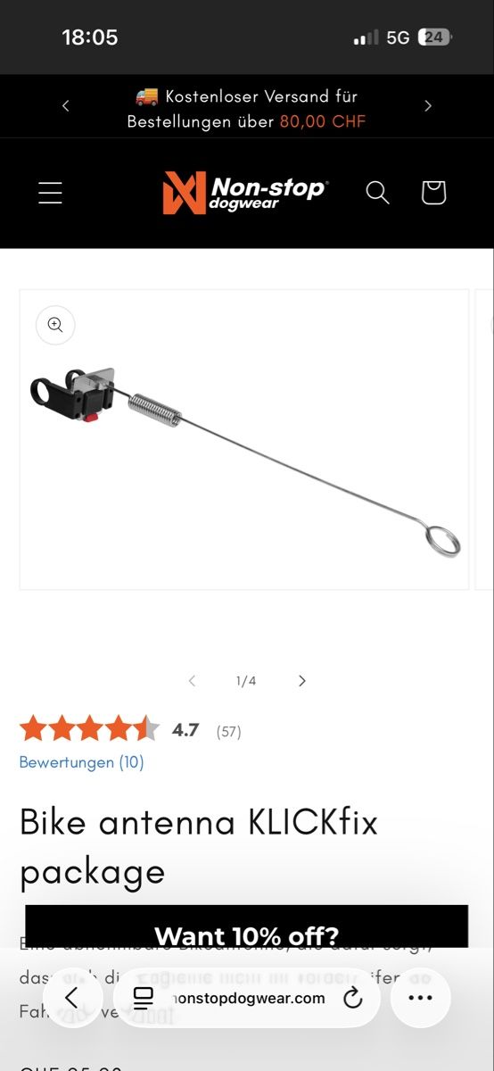 Pezzi di ricambio: Non-stop Bike antenna KLICKfix package – Usato da Scuol venduto da SilvanaE14