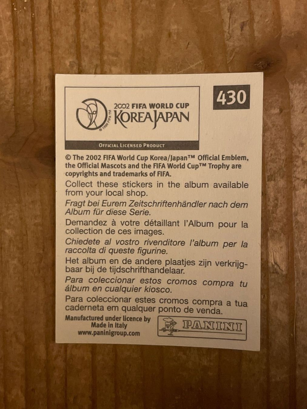 Panini Carte collezionabili: PANINI Sticker WM 2002 "David Beckham" Nr. 430 – Usato da Frasnacht venduto da GracyStore 1