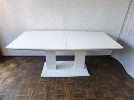 Esstisch ausziehbar weiss lackiert mit Fuss 180-240x75x80cm