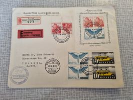 Aarau-Bellinzona Sonderflug-Brief 1938, Rarität! Top!