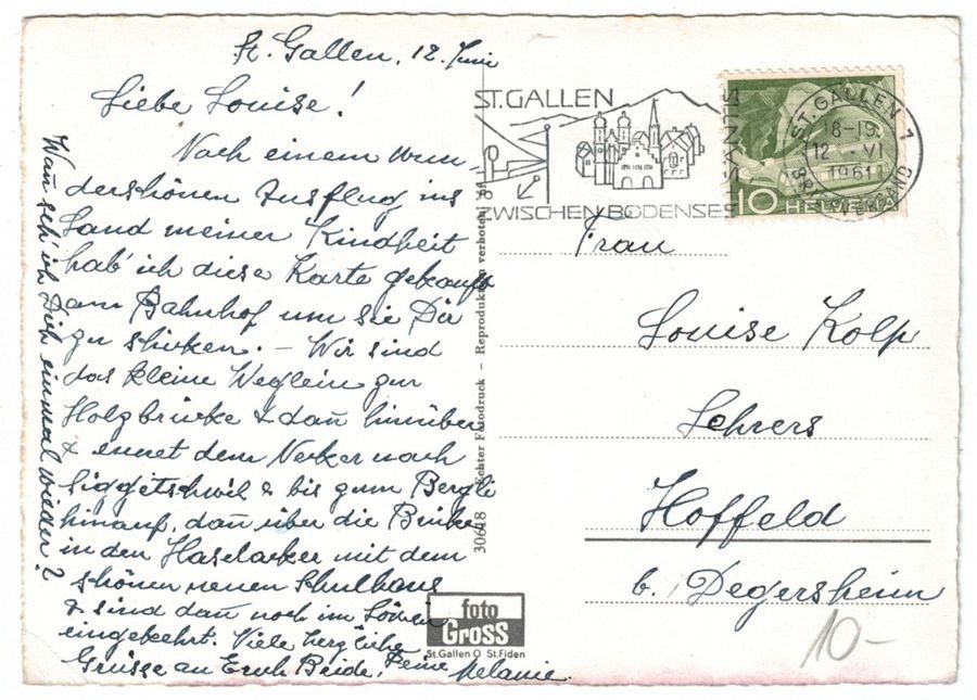 Ansichtskarten: Brunnadern, gelaufen 1961 – Gebraucht aus Frauenfeld von POML 1