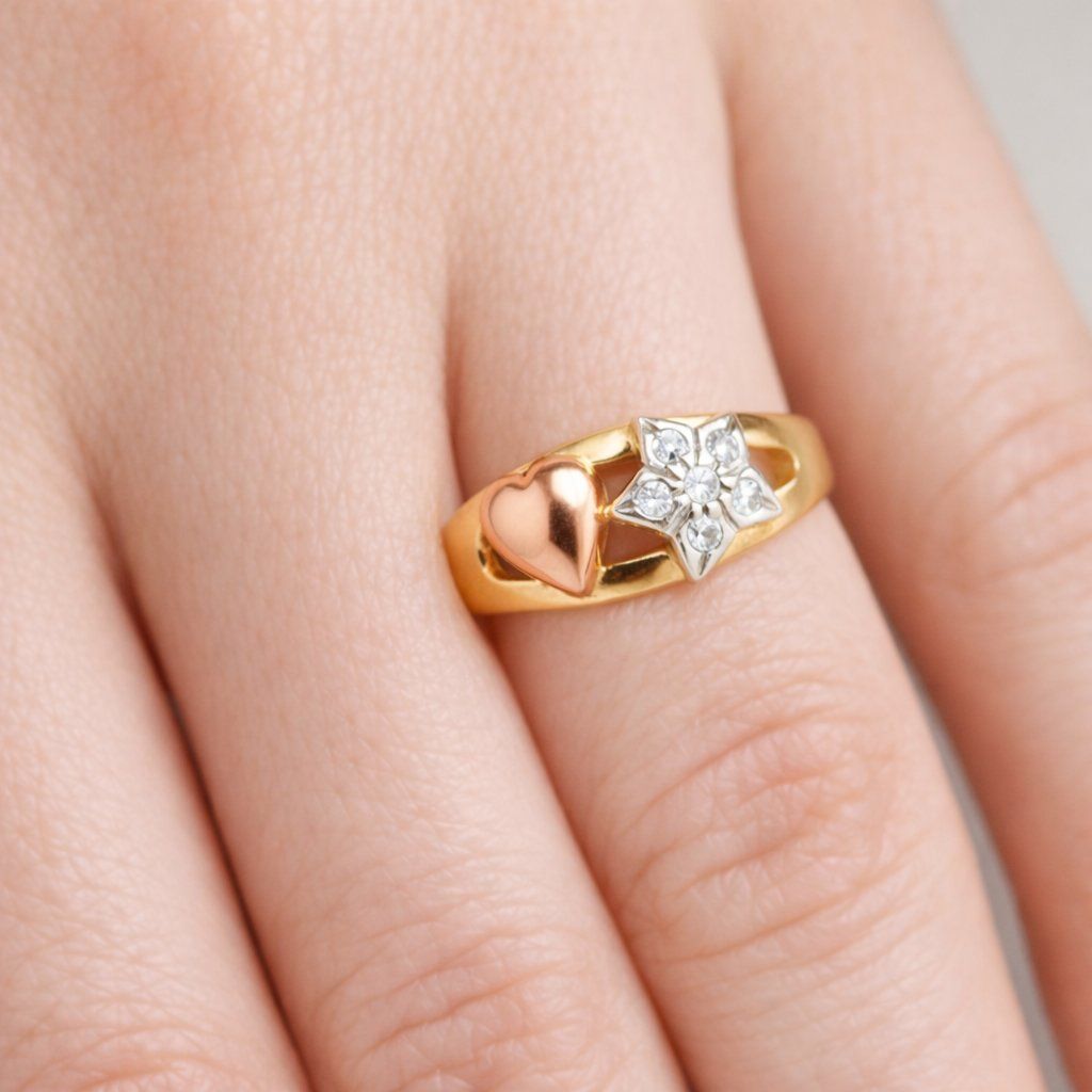 Ringe: Goldring Herz mit Stein Damen Ring elegant – Neu (gemäss Beschreibung) aus Fully von VaneaSelection