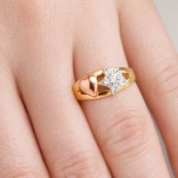 Goldring Herz mit Stein Damen Ring elegant