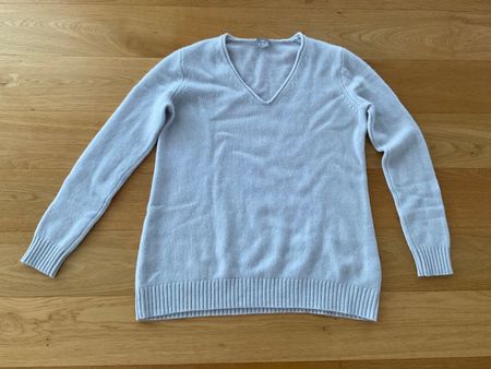 FTC V-AUSSCHNITT (mit Rollkante) Kaschmir PULLOVER Gr. L