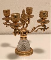 Kerzenständer 4flammig Blei Kristall Glas Messing Montur TOP