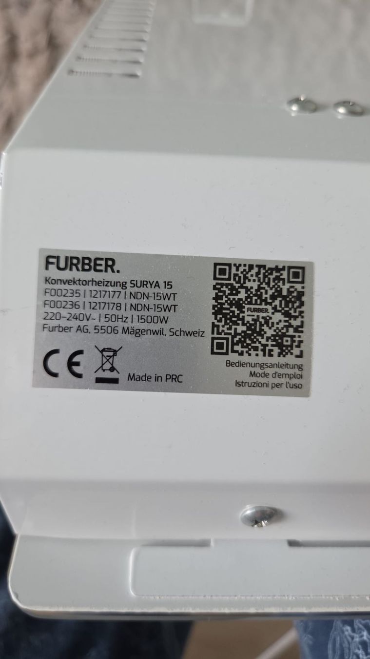 Radiatori: Furber Surya 15 1500 W, Heizung – Nuovo (secondo la descrizione) da Weissbad venduto da Studently 2