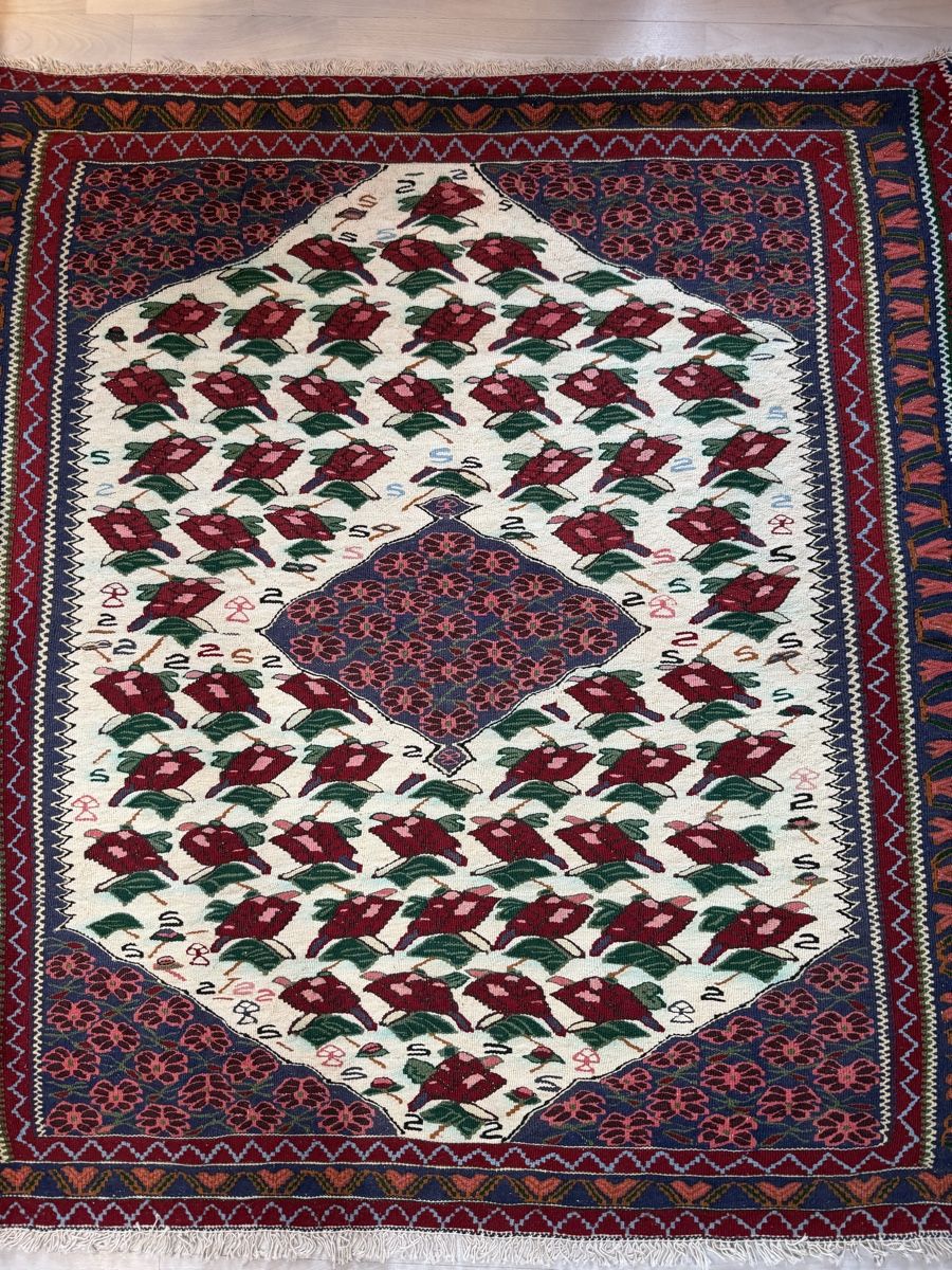 Kelim Tappeti: Echter Orientteppich,  Kelim 137x143.cm – Usato da Büron venduto da Filadefia-888 1