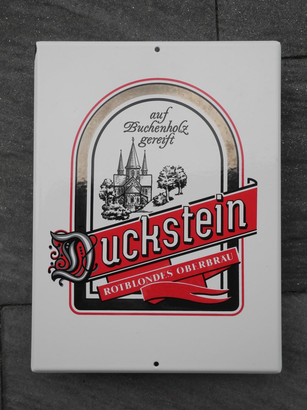 Schilder: ALTES DUCKSTEIN BIER EMAILSCHILD – Gebraucht aus Reinach AG von Huckleberrysix