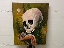 Vintage Kunst: Schaurig-schönes Ölgemälde, Wanddeko💀 45x55