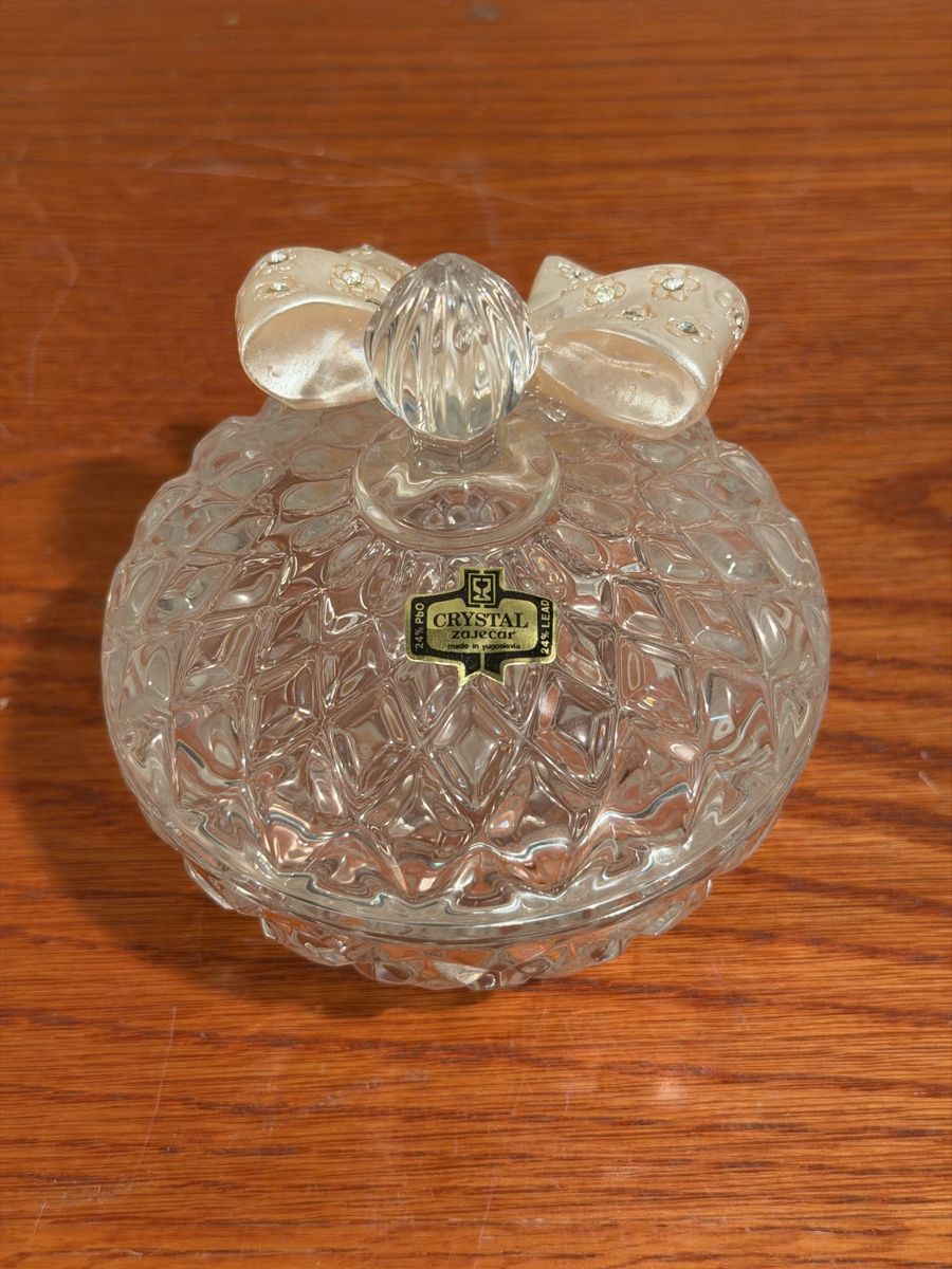 Zuccheriere: Elegant Decorative Trinket Jar with Rhinestone Bow – Usato da Lausanne venduto da vas_mbk2 2