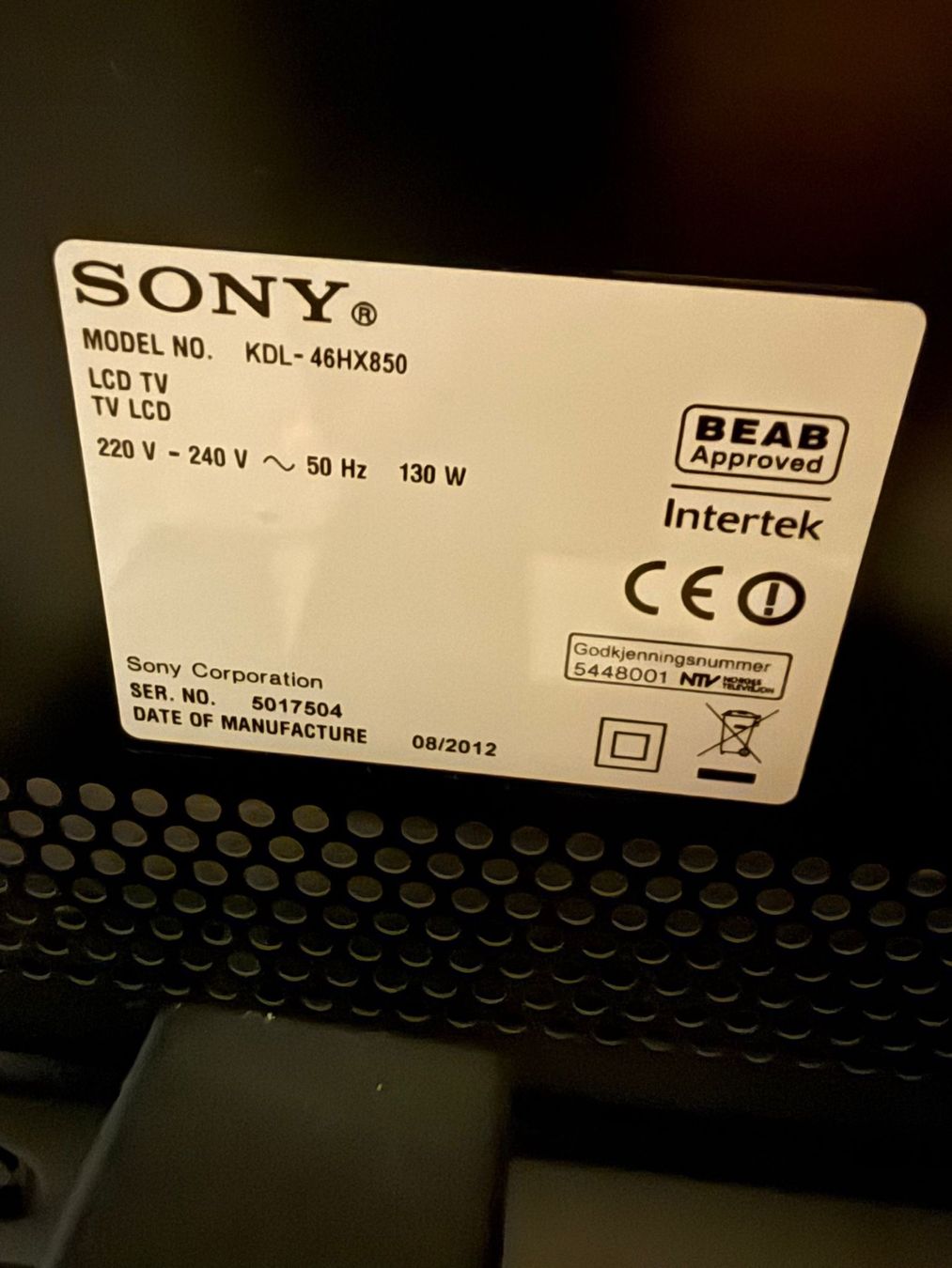 Televisori: Fernseher SONY Bravia KDL-46HX850 – Usato da Hirzel venduto da De_si1 1