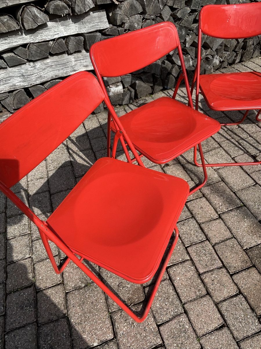 Ikea Sedie: 4x Chaises pliantes rouges IKEA, rétro – Usato da Thierrens venduto da Bigla 3