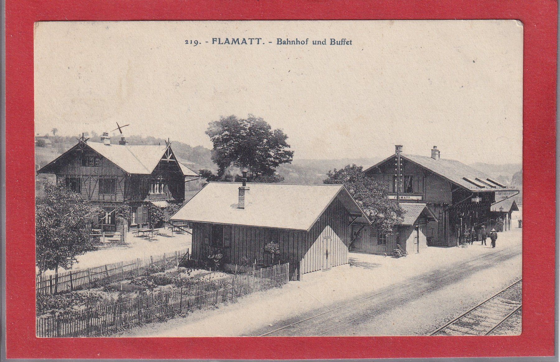 Cartoline postali: Flamatt - Gare et Buffet de gare - 1909 – Usato da Orvin venduto da Pyaeschli