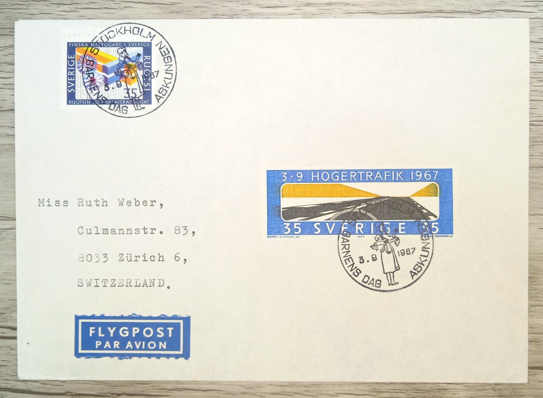 Tutti i francobolli: TR69 Enveloppe + Timbre Suede 1967 – Usato da Cousset venduto da Patrick_Collections