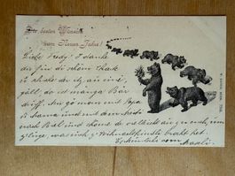 Antike Postkarte, Bärenkarte, Neujahr, Kaiser Bern, 1910