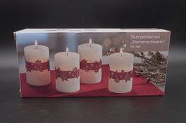 4er-Set Kerzen weiss mit Sternen, z.B. für Adventskranz, NEU
