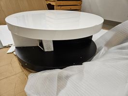 Coffee Table walnut white Clubtisch Tisch Ø 80cm x 36cm Neuw