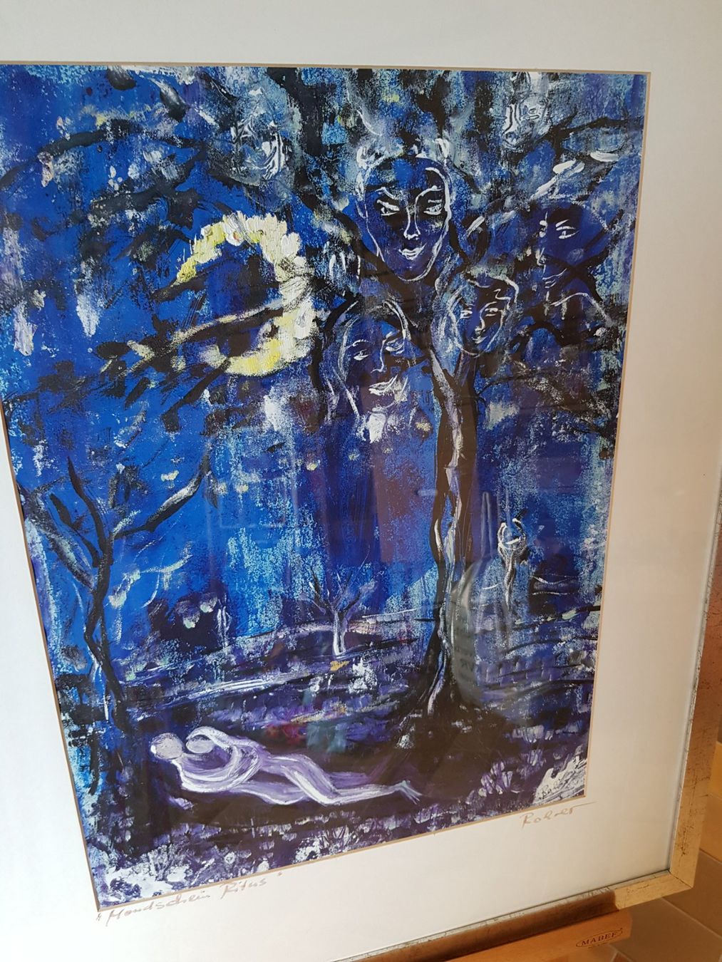 Dipinti: Gemälde Aquarell "Mondschein Ritus", signiert Rohner – Usato da Berneck venduto da heikodzint 6