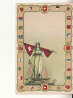 Helvetia mit Schwert und Fahne, Reliefkarte ca. 1900