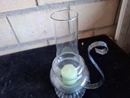 Kerzenhalter aus Metall mit Glasaufsatz gebraucht