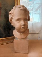 Ton Skulptur Kinderbüste signiert M. François 32 cm
