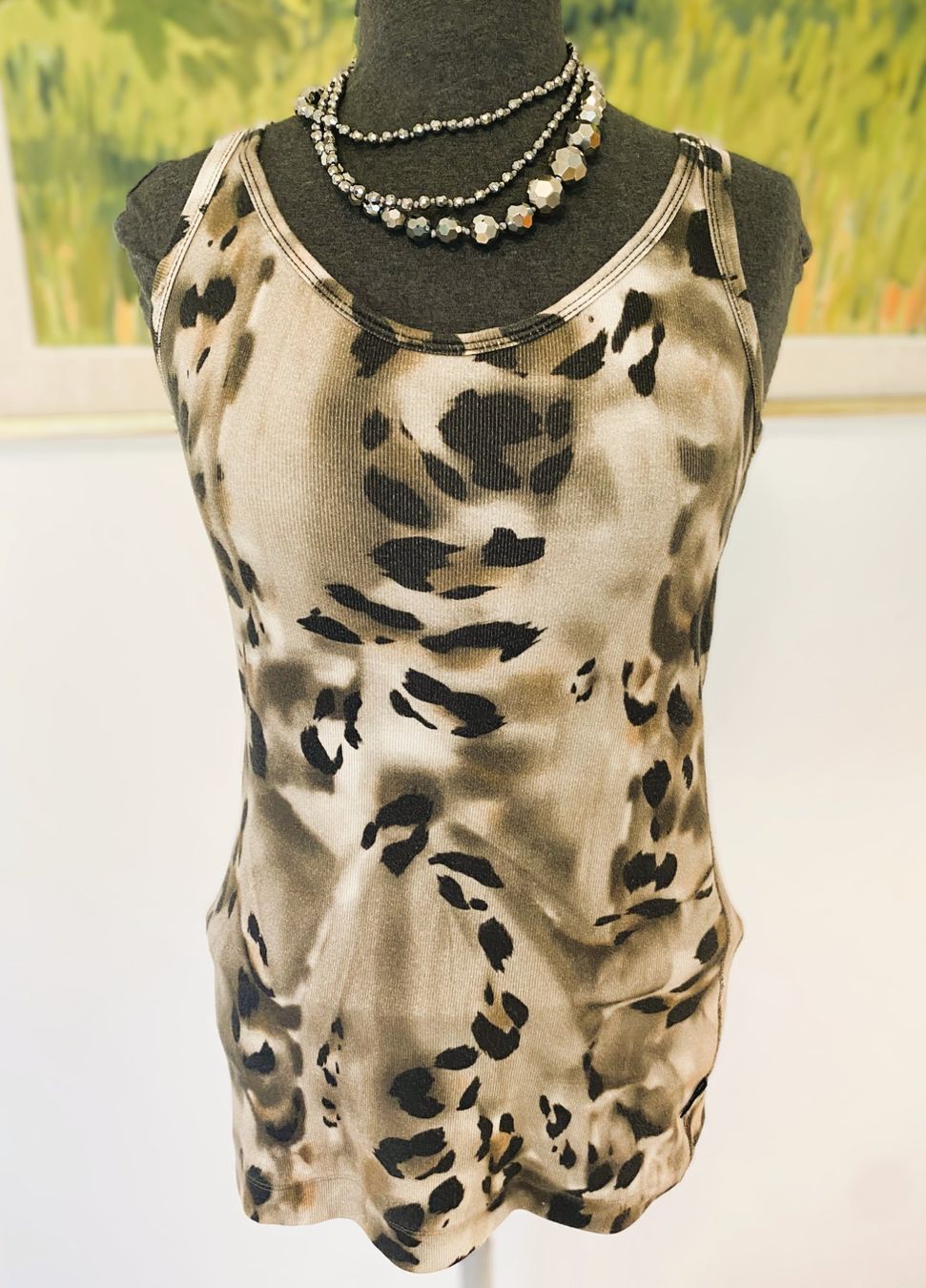 Marc Cain Top: MARC CAIN Leo animal Top Shirt Baumwoll Ripp N3 BASIC lang – Usato da Allschwil venduto da Rosenfee