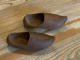Holzschuhe Deko Vintage 14cm Länge Paar Schuhe Dekoartikel