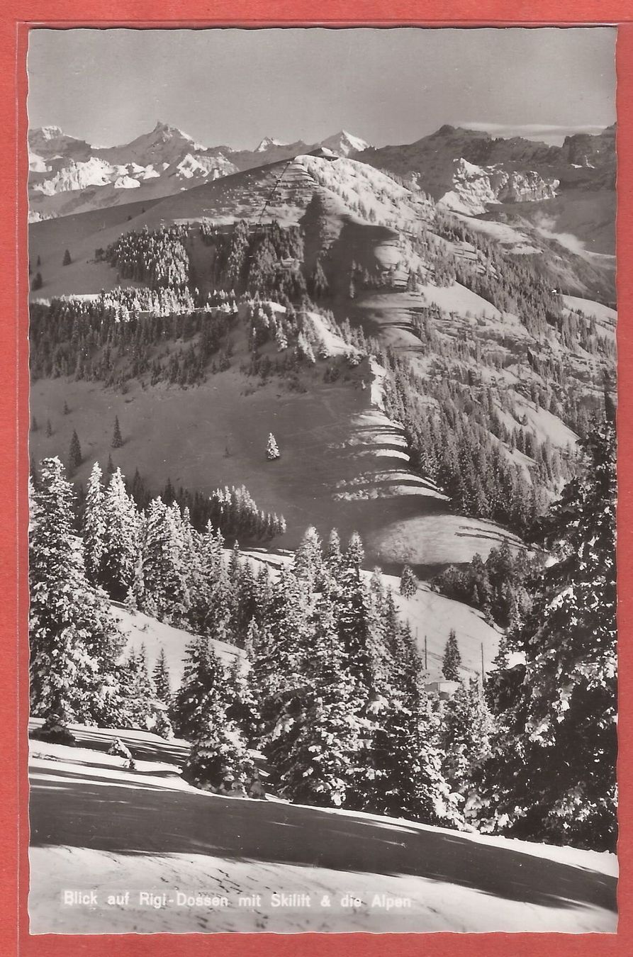 Cartoline postali: Rigi Dossen mit Skilift - ca. 1950 – Usato da Fislisbach venduto da Porano