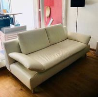 Weisses Echtleder (Savanne) Sofa SPACE-796 mit Lehne