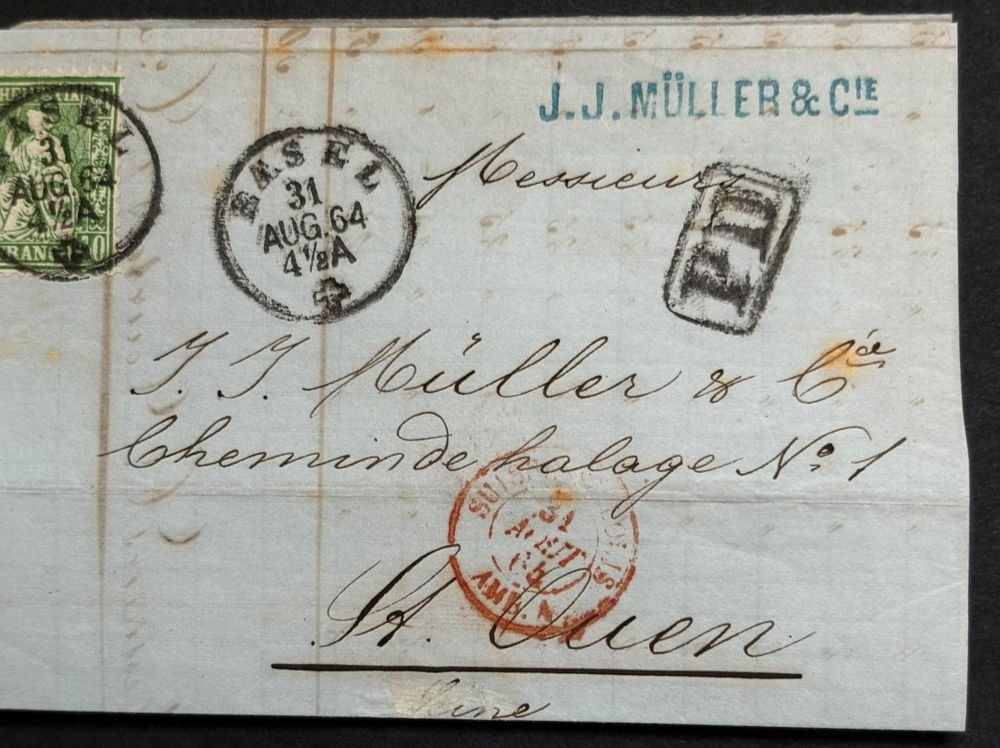 Alle Briefmarken: BASEL 31. AUGUST 1864 – Gebraucht aus Ostermundigen von Wyatt-Earp 2