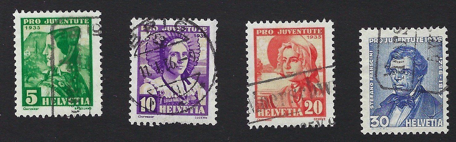 Alle Briefmarken: Pro Juventute 1935, ganzer Satz, gestempelt – Gebraucht aus Luzern von Einh0rn