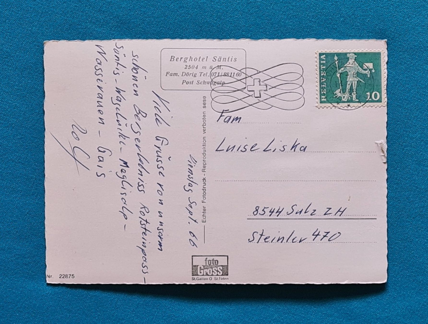 Cartoline postali: Ansichtskarte Meglisalp – Usato da Saland venduto da V-Tour 1