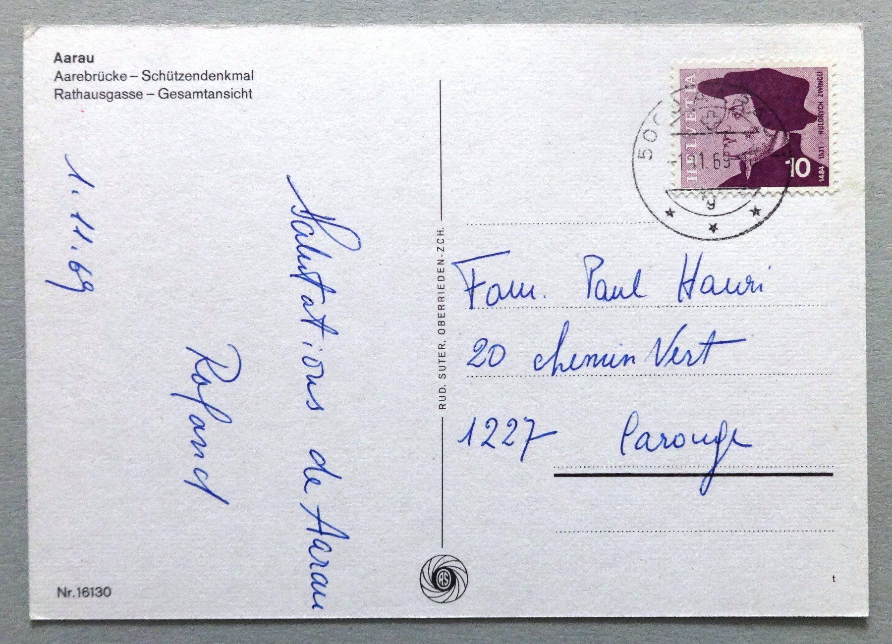 Cartoline postali: Aarau – Usato da Fétigny venduto da Billy2miny 1