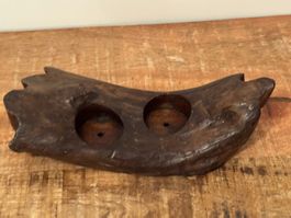 Kerzenständer aus Holz für 2 Kerzen, und Rauchstäbchen