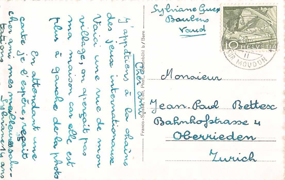 Cartoline postali: Souvenir de BOULENS 1950 – Usato da Winterthur venduto da SchatzchischtliWinti 1
