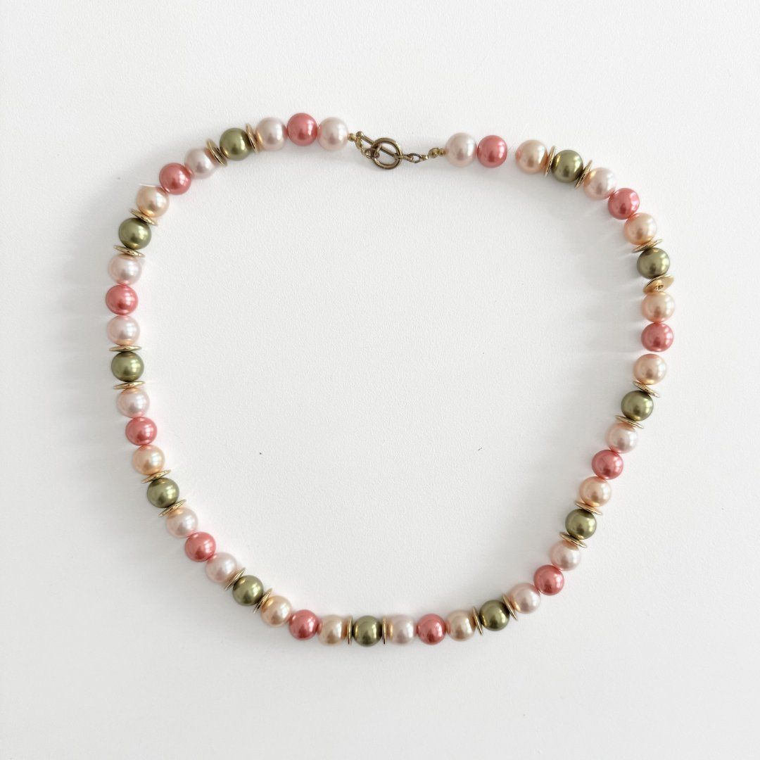 Catenine: Collier Doré, Vert, Blanc & Rose – Usato da Vevey venduto da secondlifevevey 1