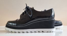 Sixty Seven Pointed-toe Plateau Oxfords Gr. 38 Leder schwarz