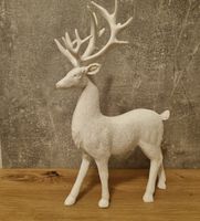Deko Hirschfigur weiss Geweih Dekoration Tierfigur neu