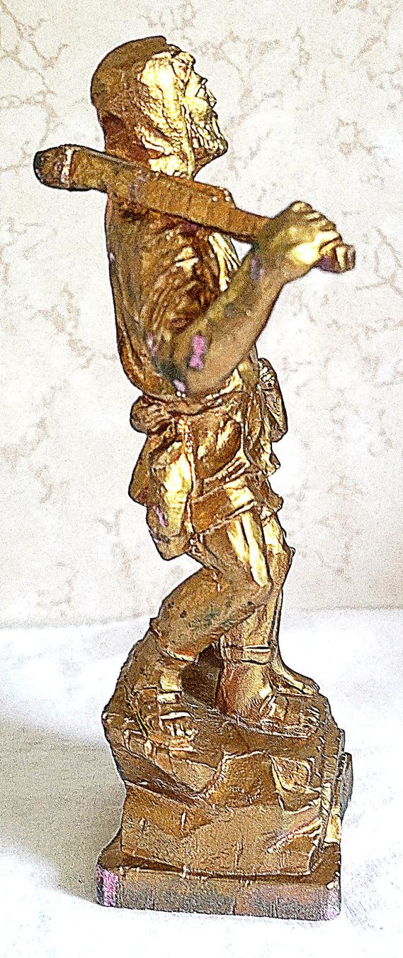 Statuette: Willhelm Tell aus Holz Goldfarbe – Usato da Baar venduto da 2cvbaar 2