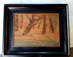 Gemälde Winterwald im Schnee gerahmt Grösse ca. 30x40cm
