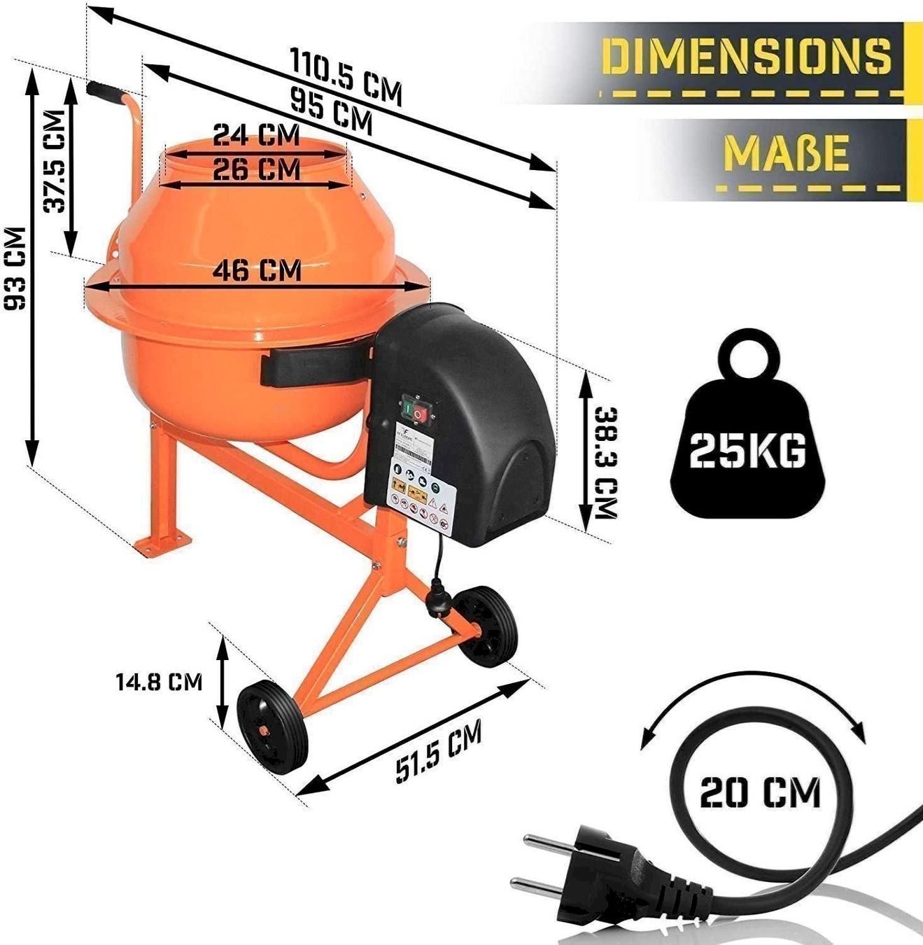 Toutes les machines: TIMBERTECH Betonmischer 70L - 220W – Neuf avec emballage d'origine à Bottighofen par zaap 1