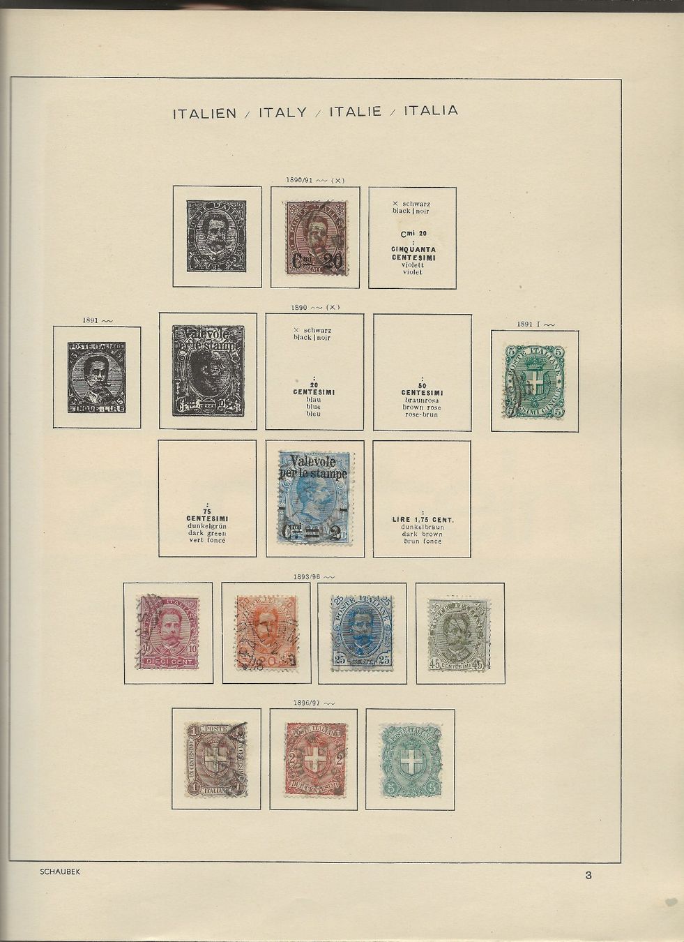 Alle Briefmarken: Marken Italien 1863 bis 1927 – Gebraucht aus Au ZH von xelagreb01 3