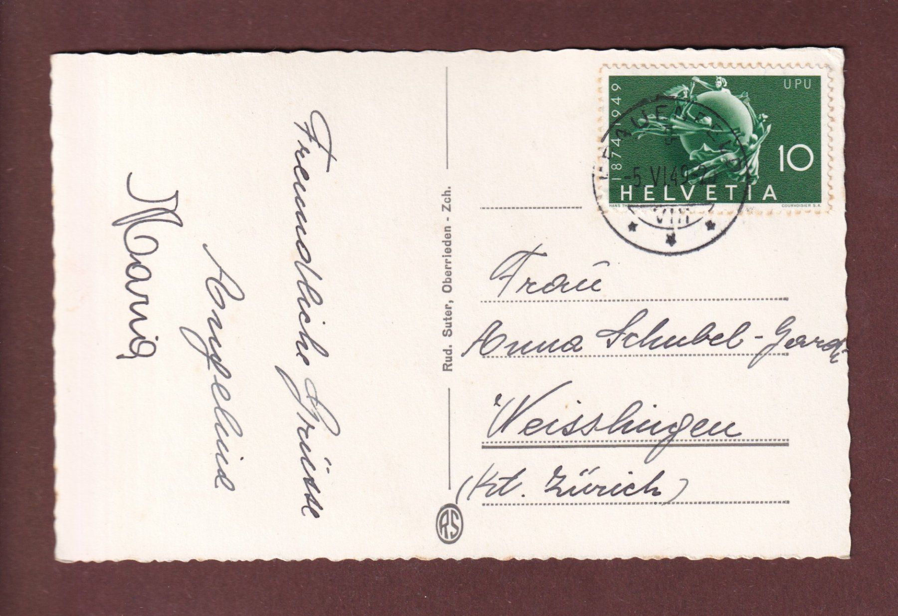 Cartoline postali: FRAUENFELD - Schloss - 1949 – Usato da Pully venduto da nicecards-shop 1