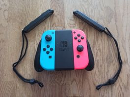 Original Nintendo Switch Joy-Con Set (Neon-Rot/Blau) + Grip