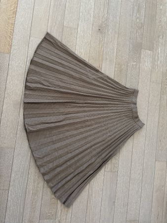 Zara pleated midi skirt check pattern brown size XS