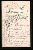 Handgemalt: Männedorf, Vogelpaar auf ei