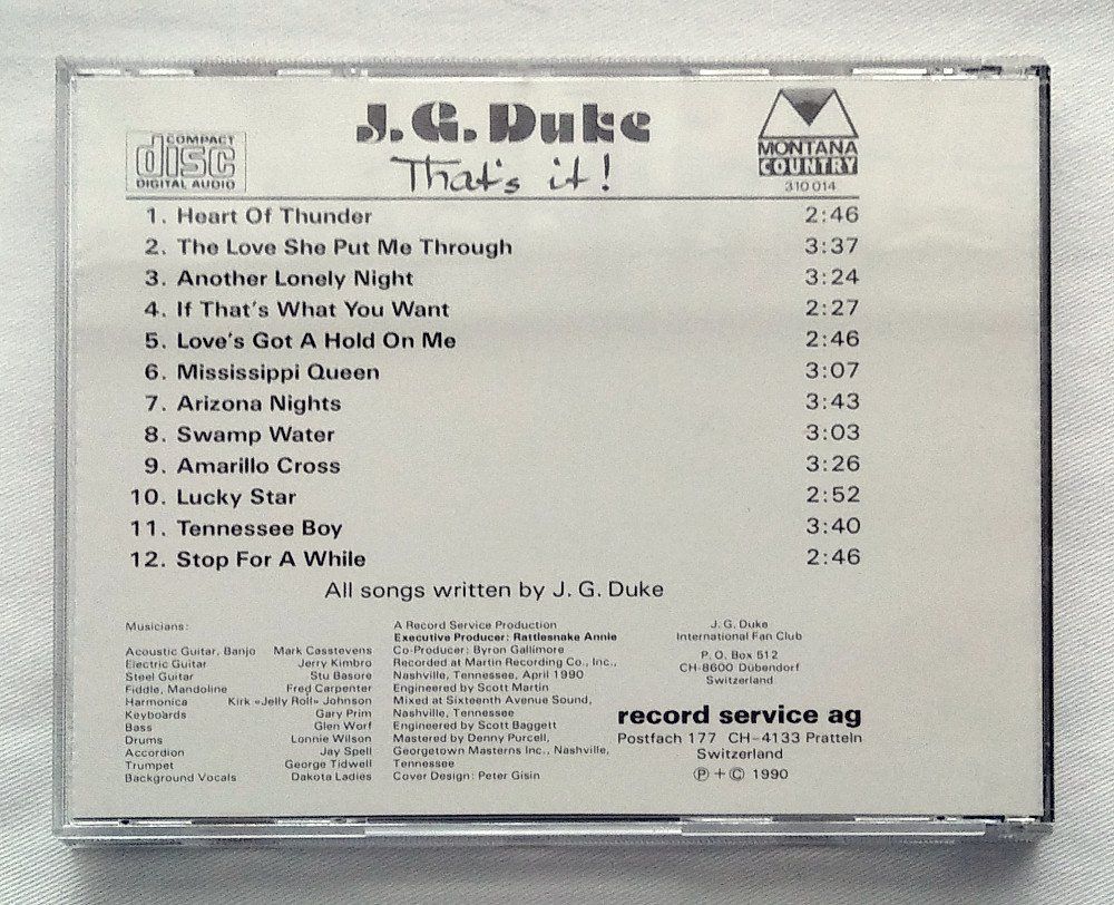 CD: CD - J. G. Duke - That's it – Usato da Meggen venduto da Eisscholle 1