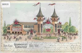 Biel Bienne - Bern. Kant. Gesangfest Turnfest 1902 - Litho
